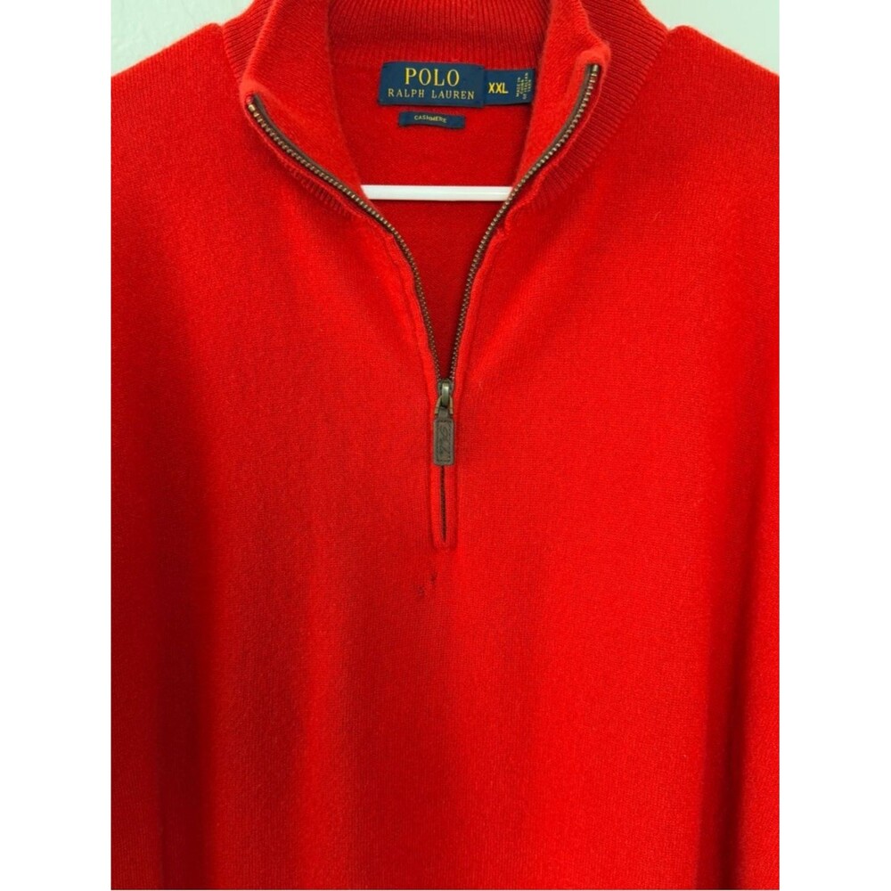 Polo Ralph Lauren Cashmere Red Quarter-Zip Sweater Men's XXL 2XL FLAW